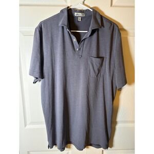 Peter Millar Mens Short Sleeve Pocket Polo Shirt Blue Gray Cotton Blend Size M